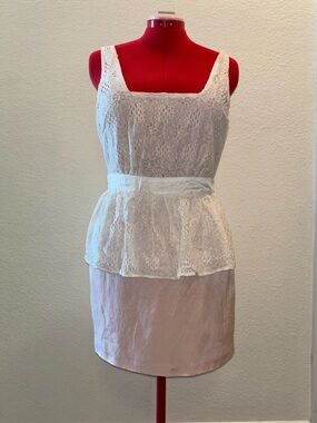 Blue Juice Boutique NWT White Lace Peplum Chemise with Square Neckline